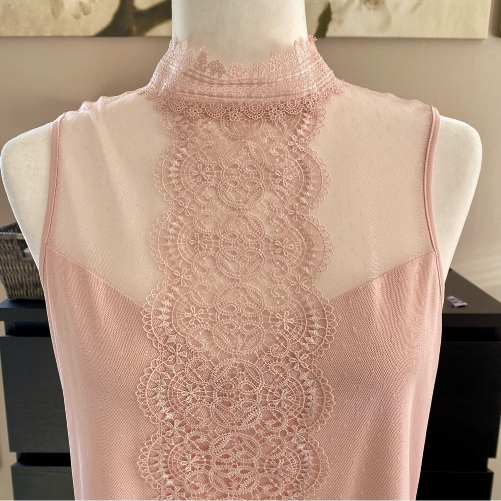 Express pink high neck sleeveless blouse, size Medium